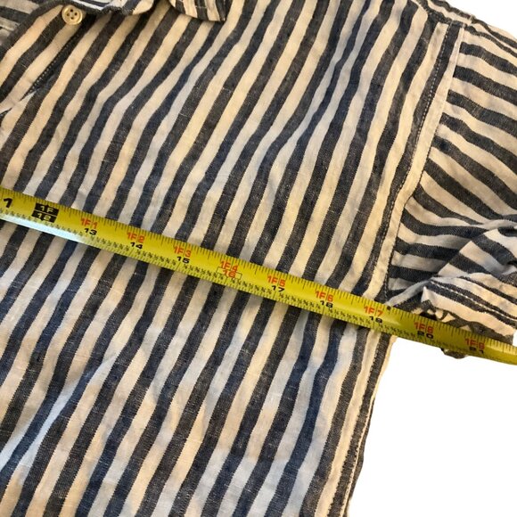 J.Crew Womens XS Relaxed Fit Blue & White Striped Linen Button-Up Shirt coastal - Picture 8 of 8